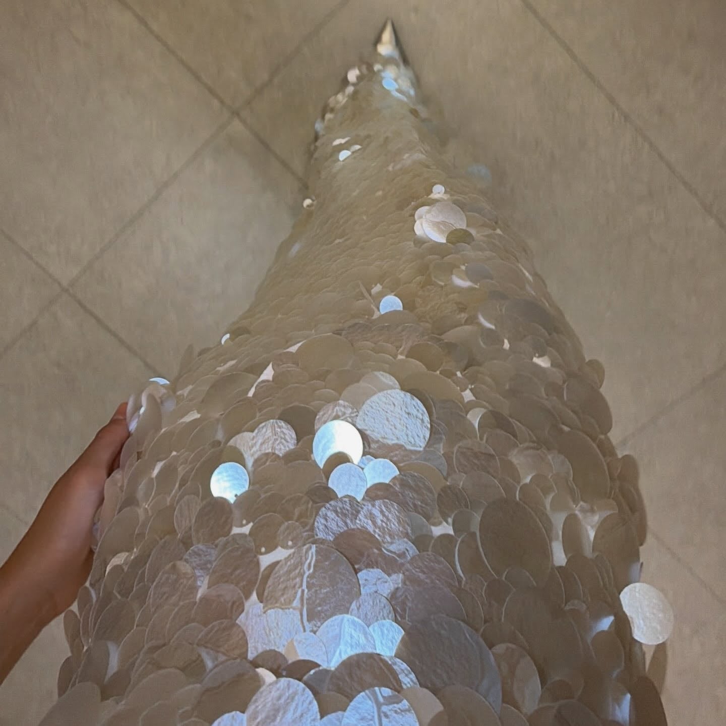 Strapless Giant Sequin Column Gown