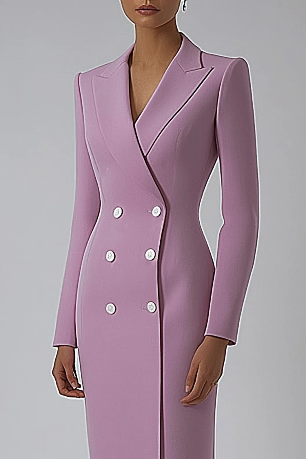Double-Breasted Long Sleeve Blazer Maxi Dress