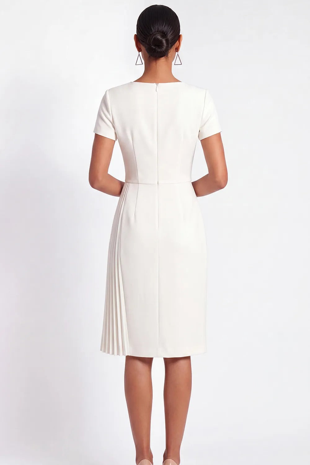 Square Neck Pleated Asymmetrical Sheath Dress