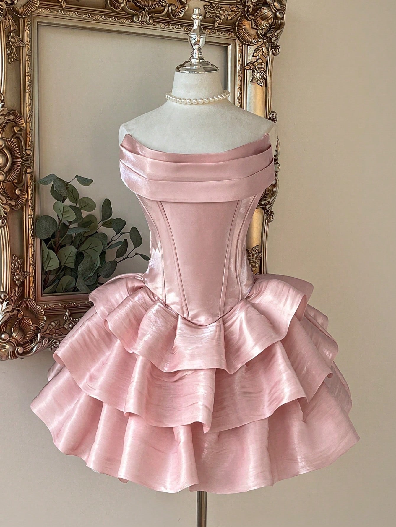 Off-the-Shoulder Corset Tiered Ruffle Mini Dress