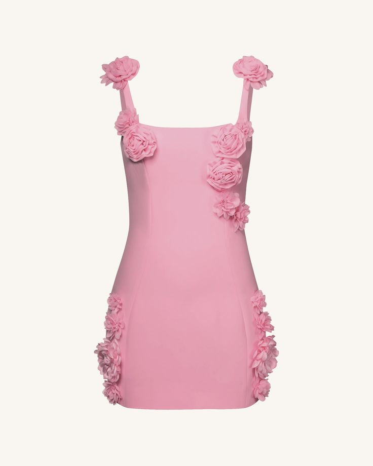 Romantic Floral Applique Sheath Mini Dress