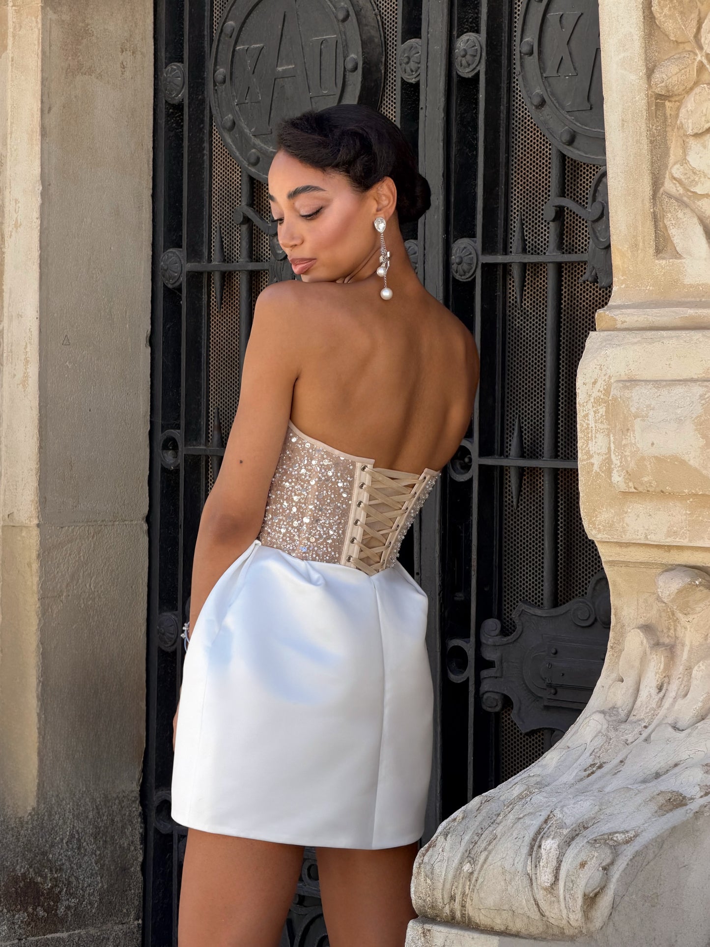 Strapless Corset Bubble Mini Dress