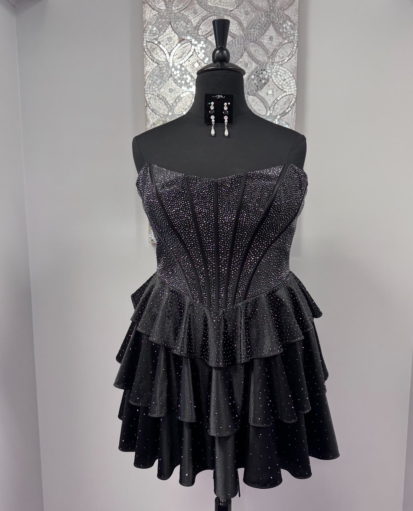 Strapless Corset Tiered Ruffle Mini Dress