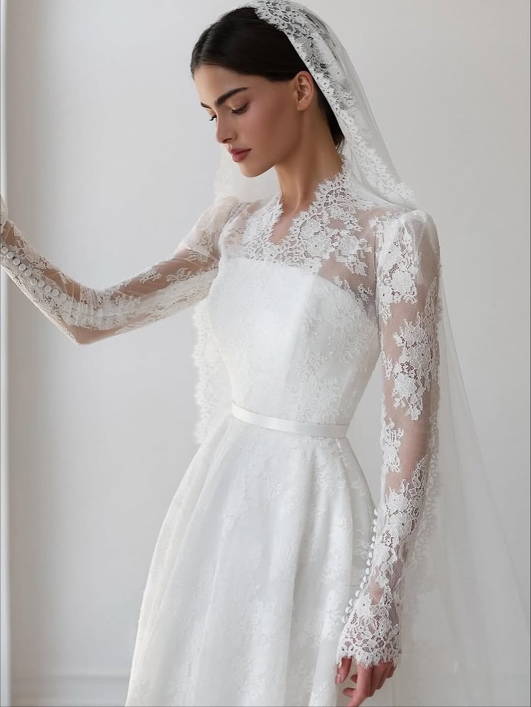 Lace Long Sleeve A-Line Wedding Dress