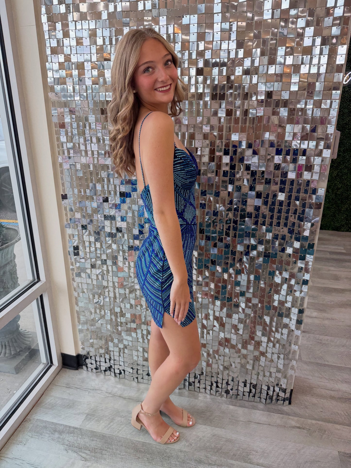 Beaded Deep V-Neck Bodycon Homecoming Dress