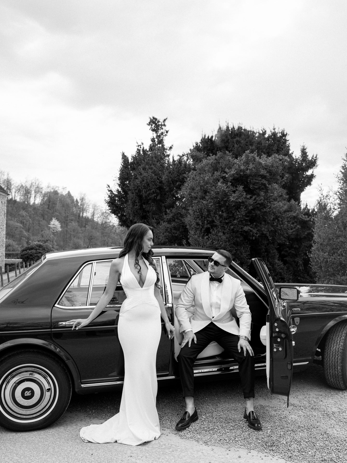 Plunging V-Neck Mermaid Wedding Gown with Sweep Train