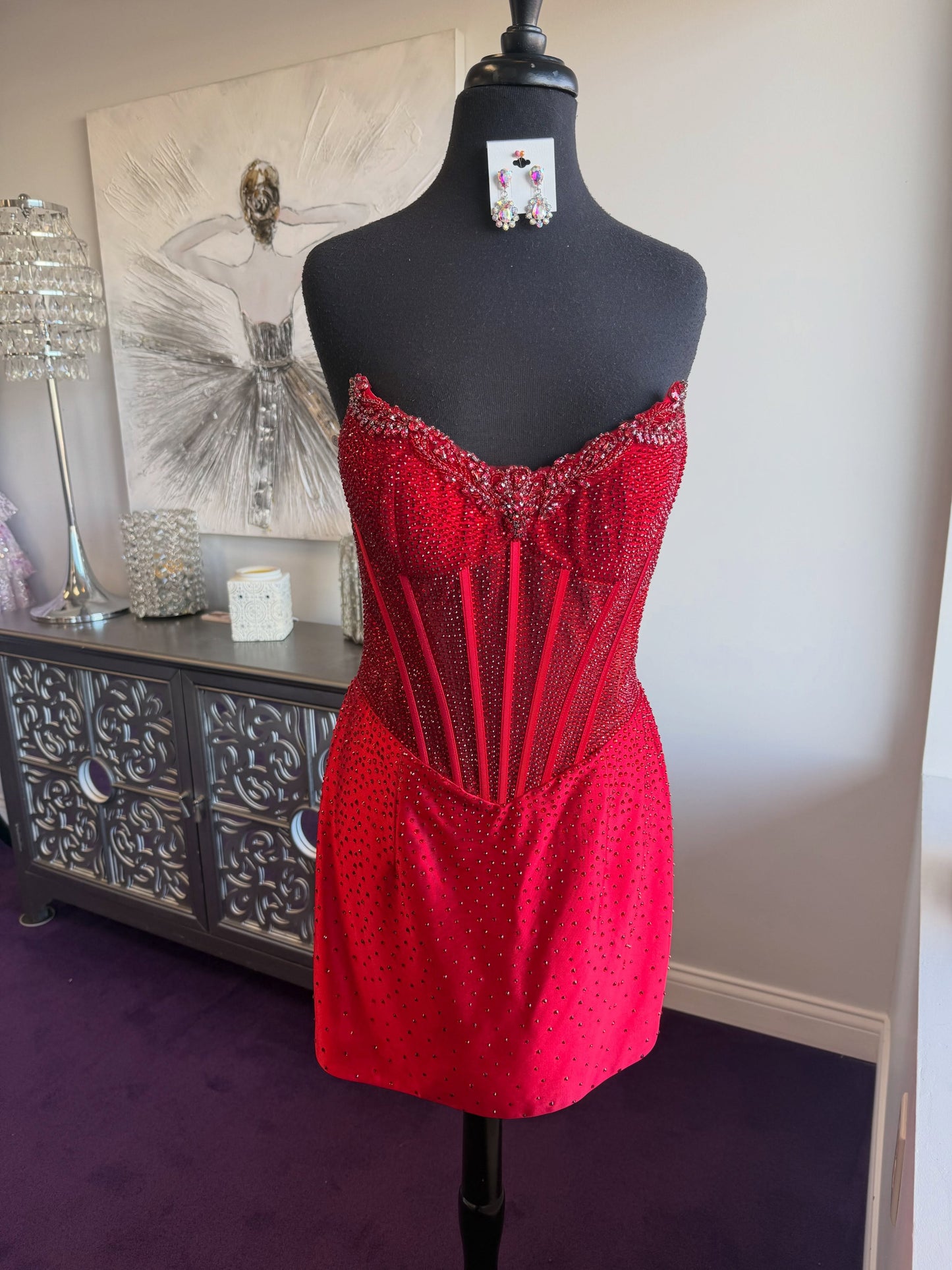 Beaded Corset Sweetheart Mini Cocktail Dress