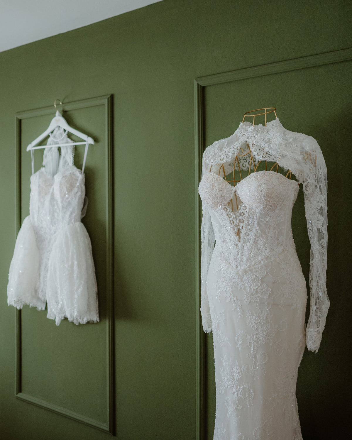 High Neck Lace Mermaid Wedding Dress with Cut-Out