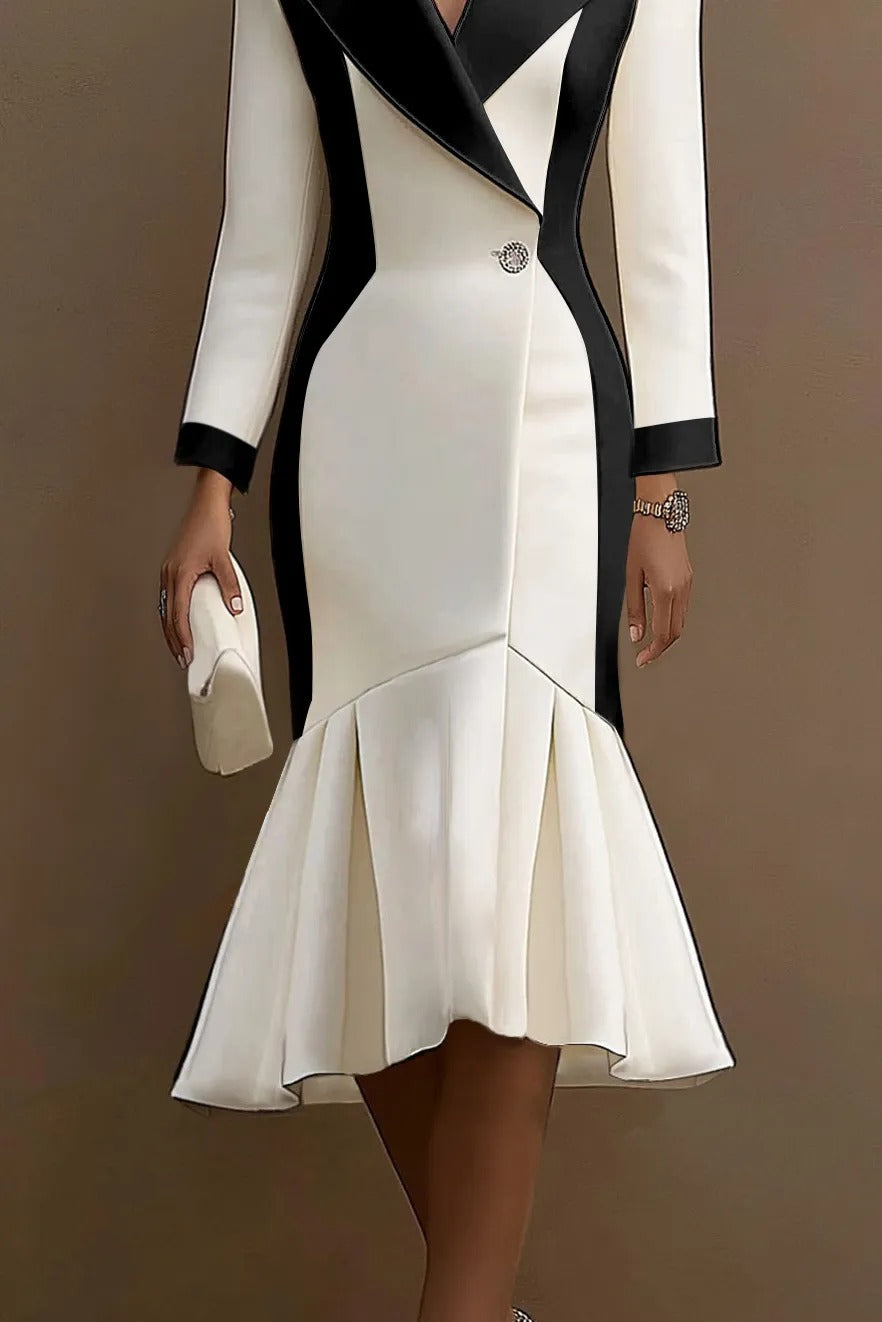 Tuxedo Blazer Midi Dress with Fluted Drop Hem