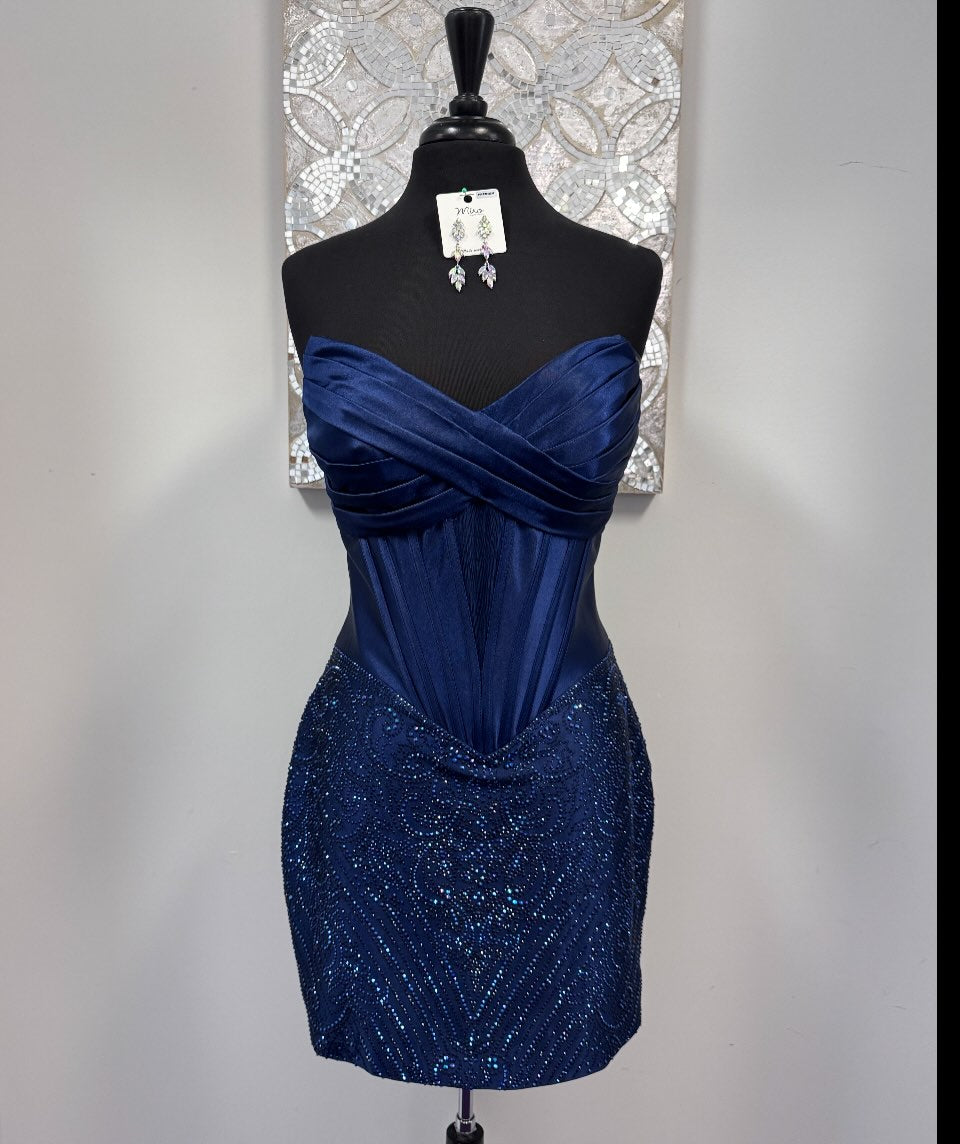 Strapless Sweetheart Beaded Corset Mini Dress