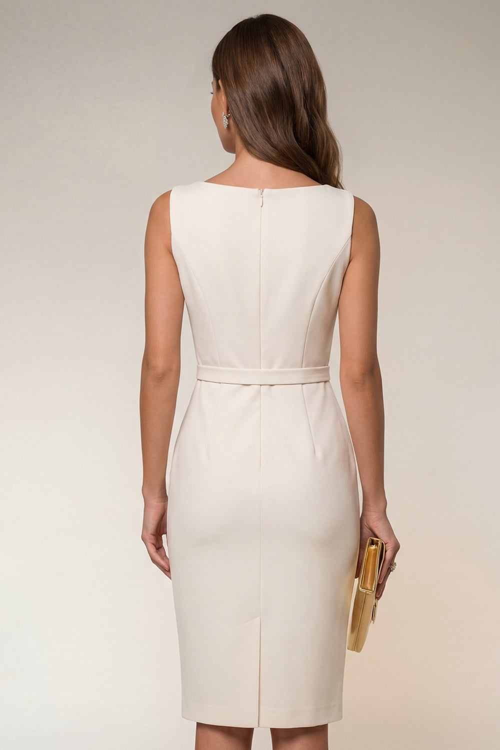 Sleeveless Bateau Knee-Length Sheath Dress