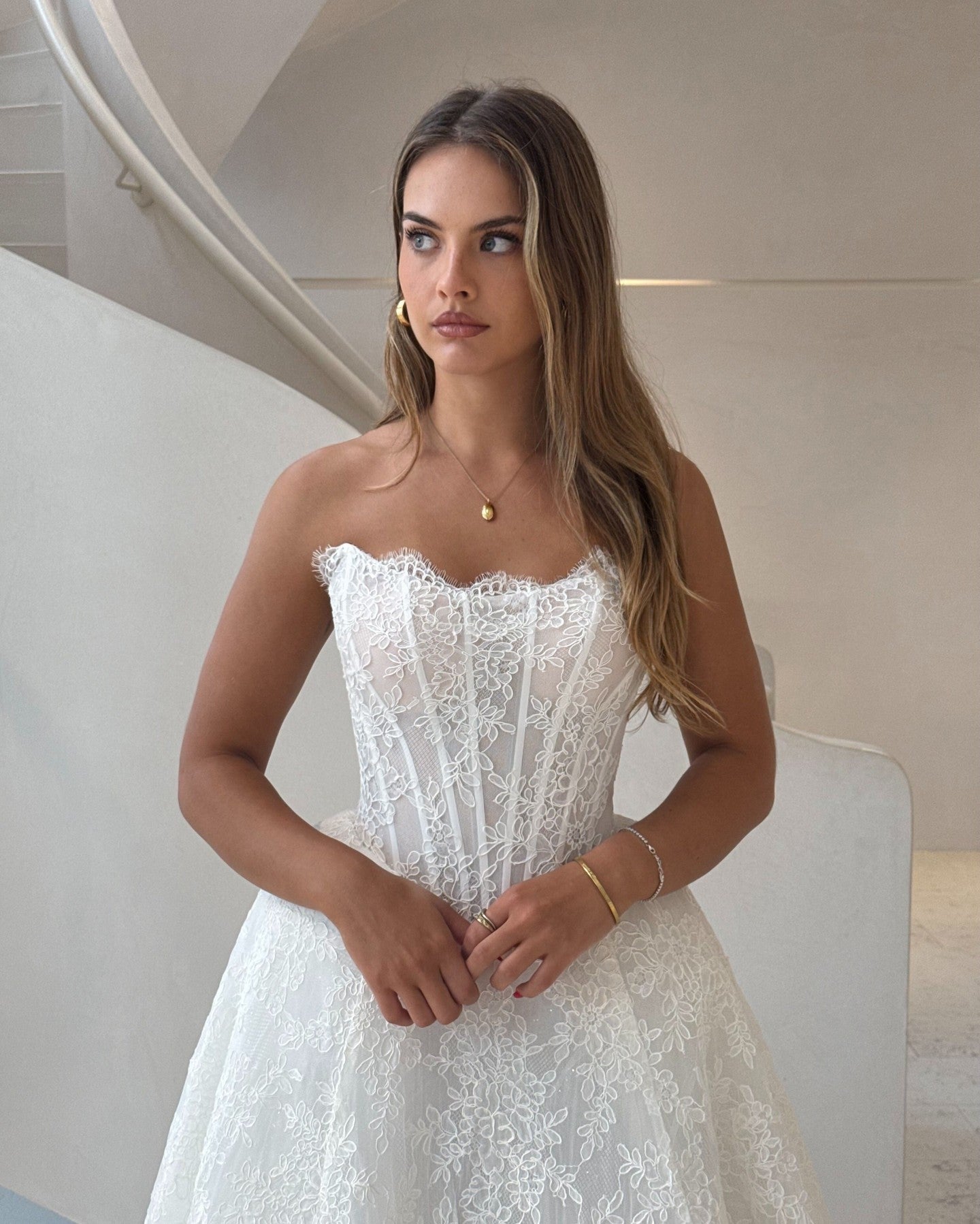Lace Corset Ball Gown Wedding Dress with Train