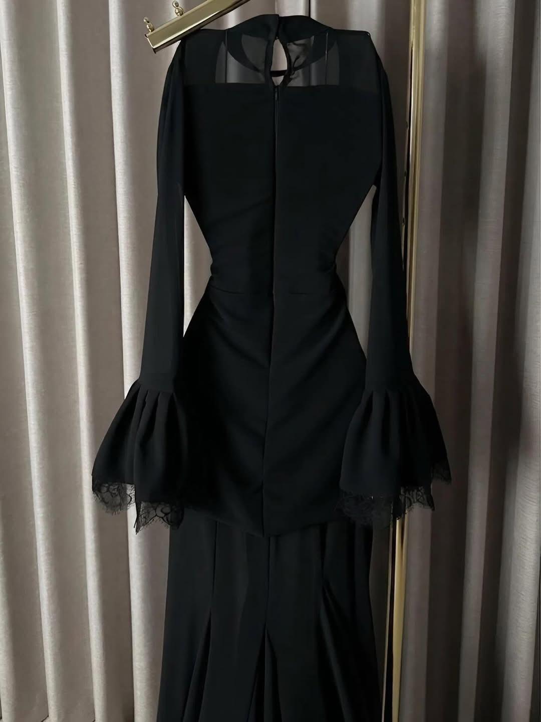 Illusion Long Sleeve Mermaid Evening Dress