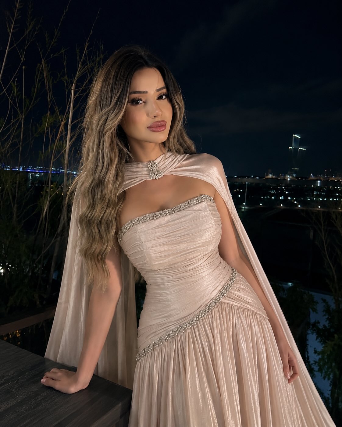 Asymmetrical Ruched Shimmer Strapless Gown