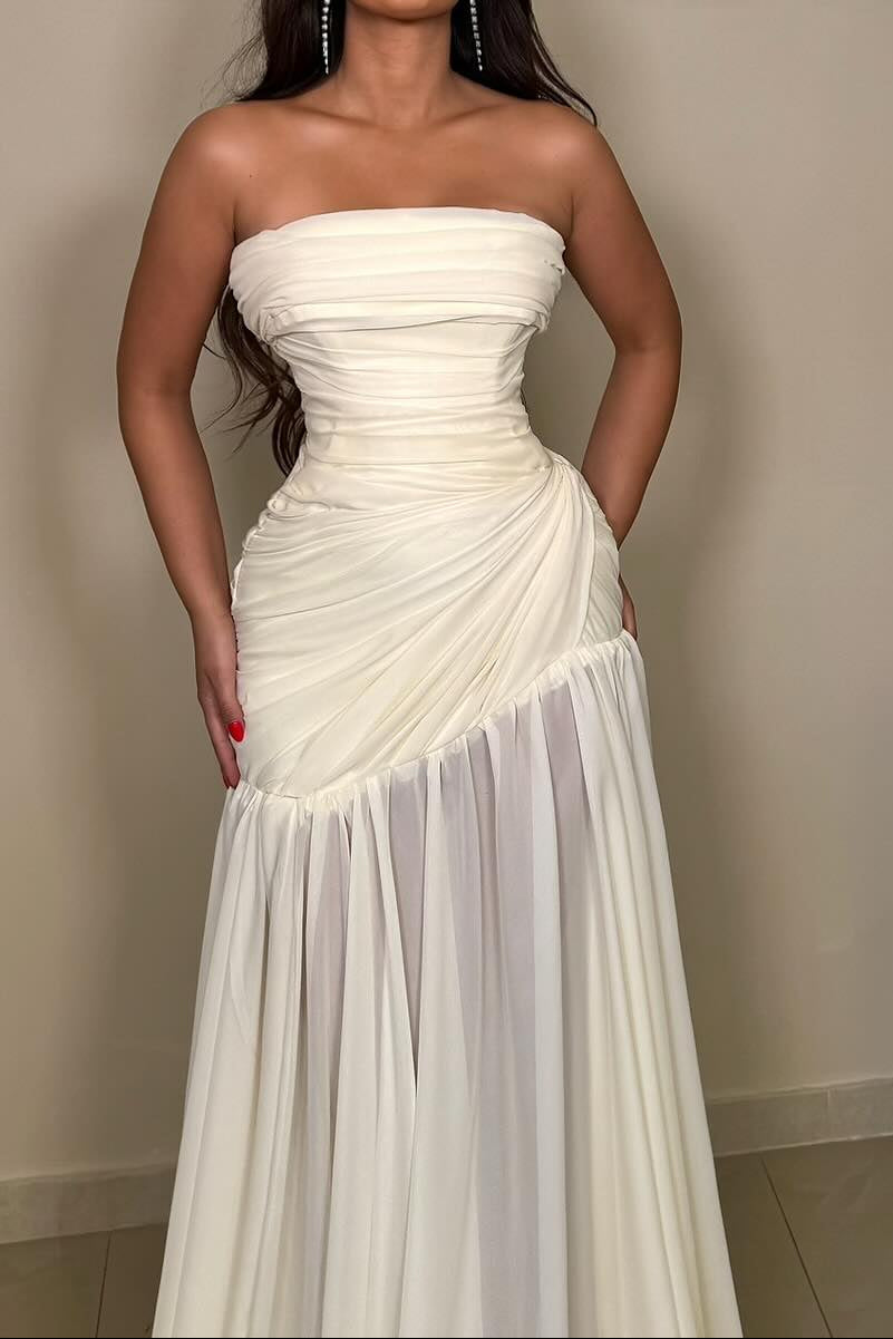 Strapless Draped Formal Gown