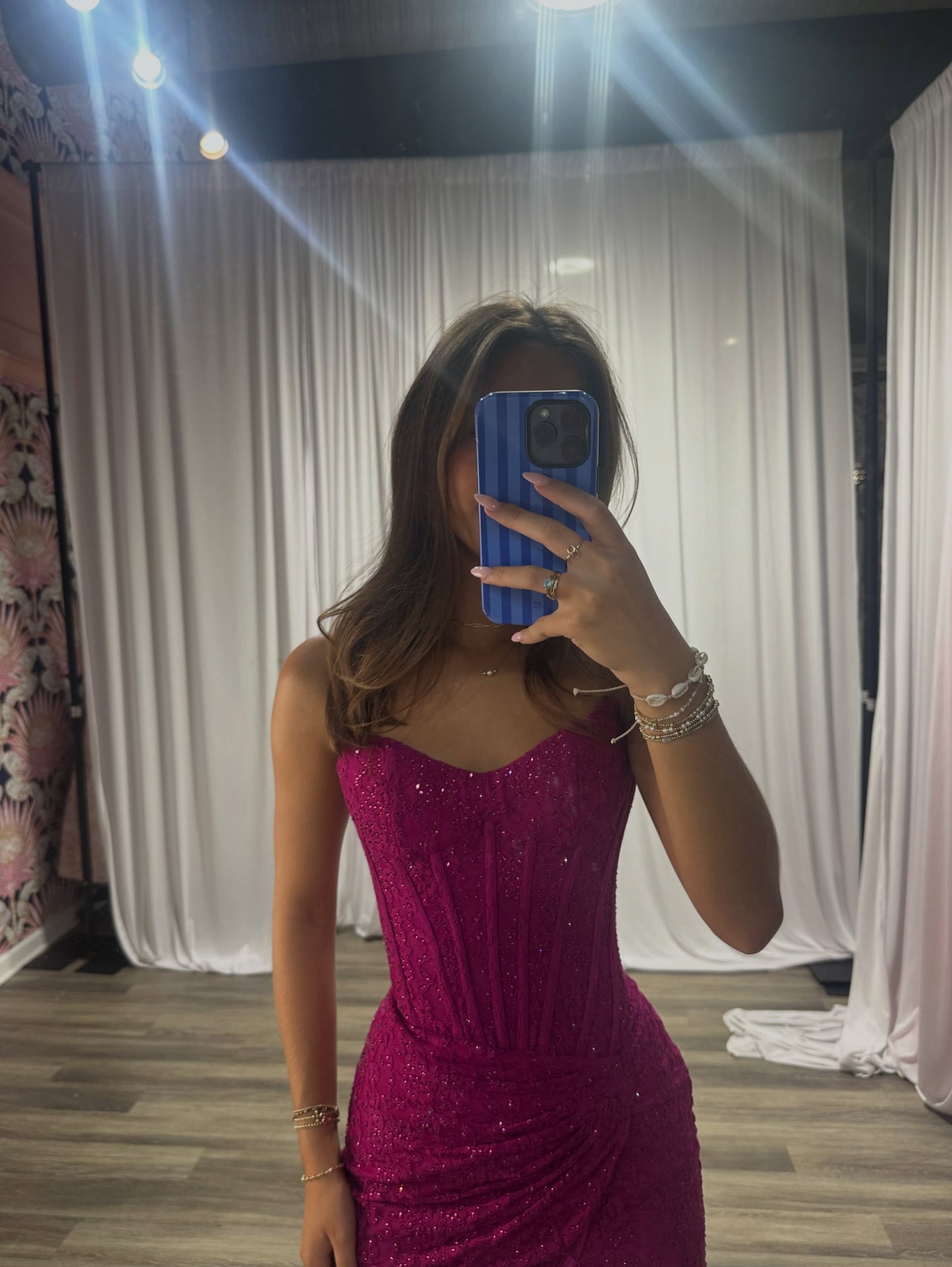 Glitter Corset Mini Dress with Wrap Skirt
