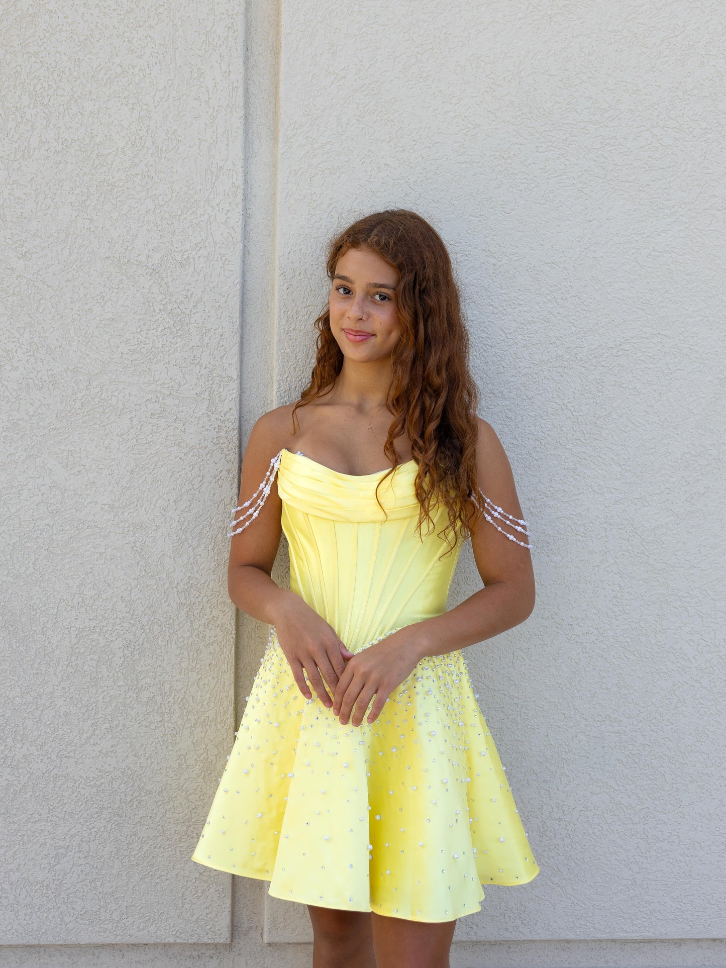 Sweetheart Corset Pearl-Beaded Mini Dress