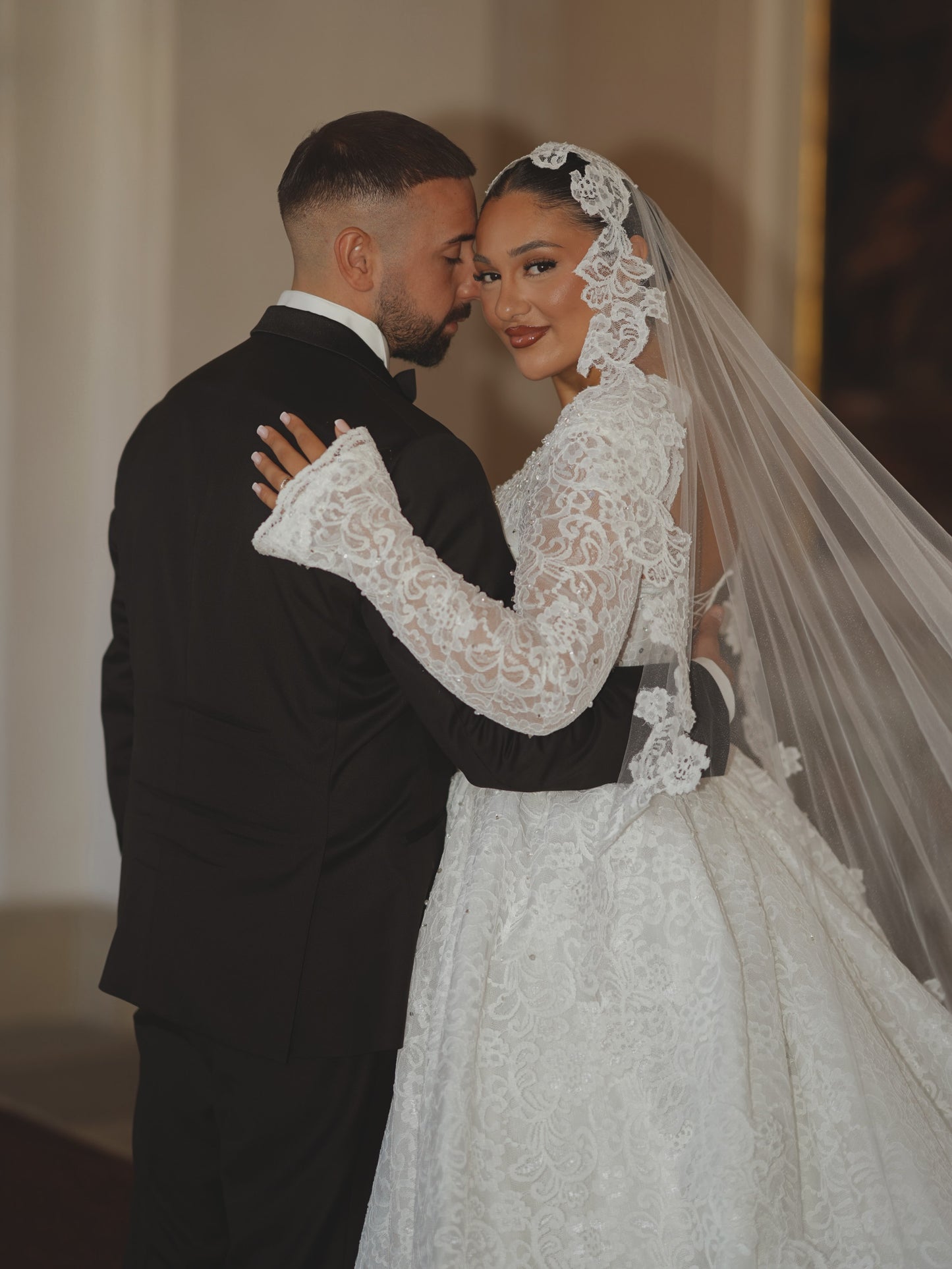Lace Ball Gown Wedding Dress with Long Sleeves