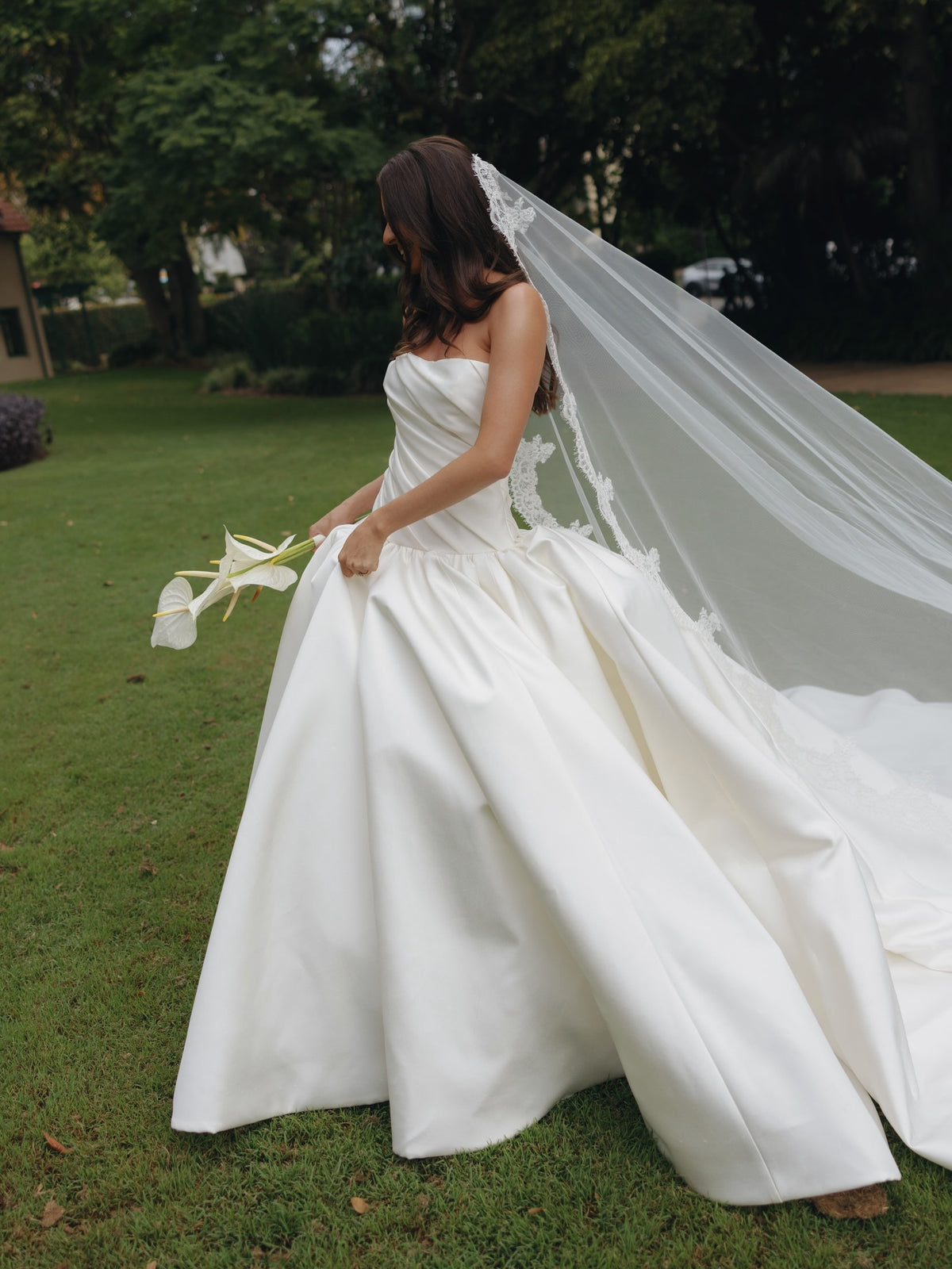 Strapless Ruched Bodice Ball Gown Wedding Dress