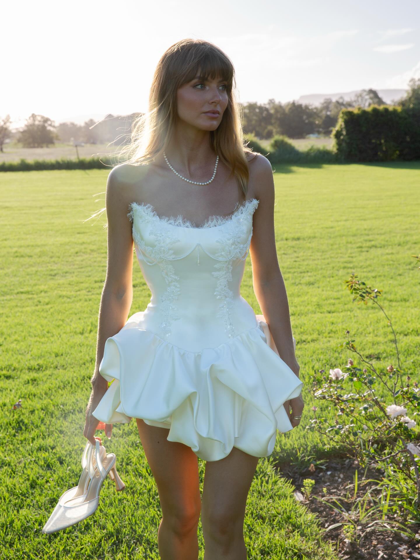 Strapless Corset Satin Mini Wedding Dress