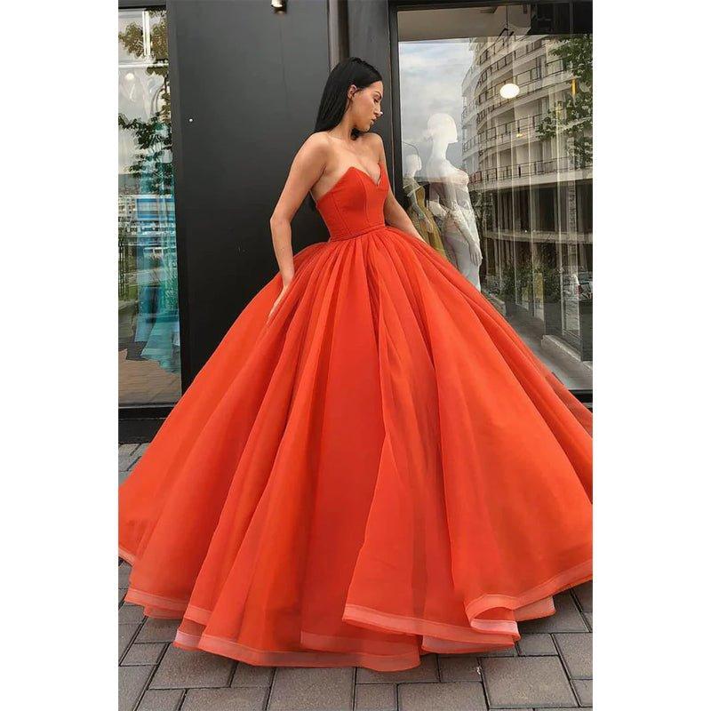 Ball Gown Strapless Long Prom Dress with Pockets