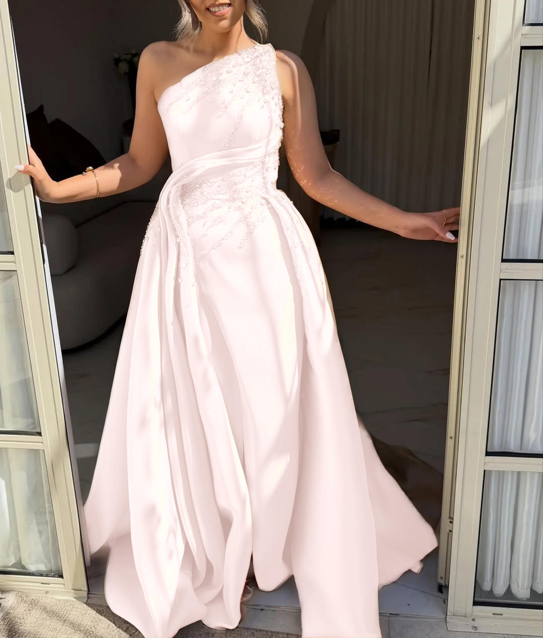 A-Line Rhinestone Sleeveless Evening Dress