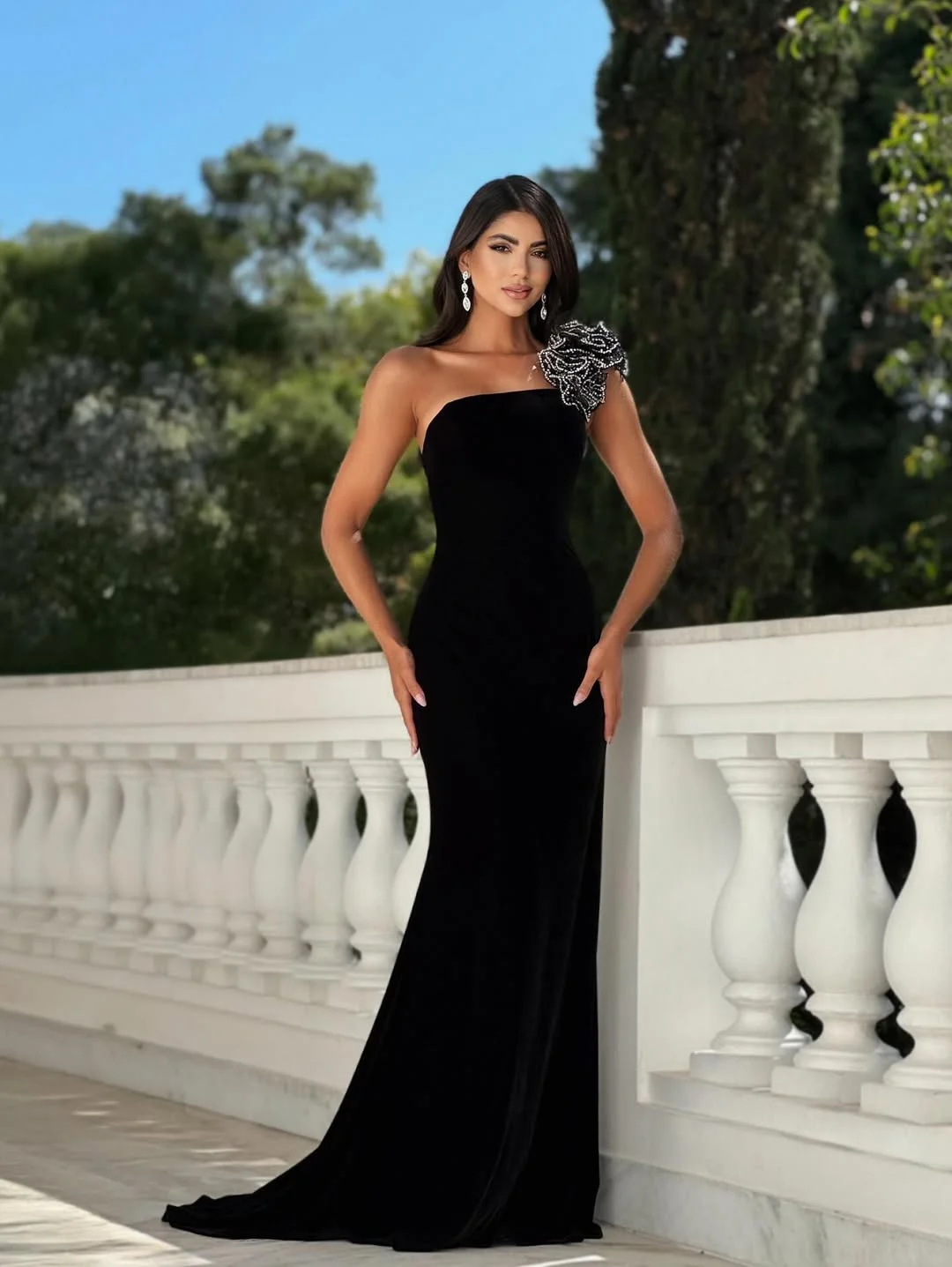 One Shoulder Strapless Sleeveless Long Mermaid Prom Dress With Beadings