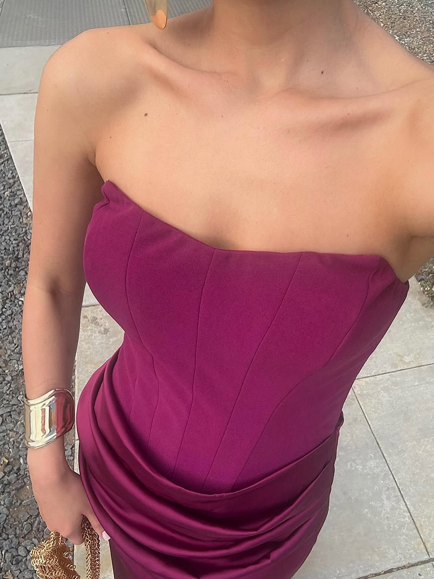 Alluring Orchid Strapless Prom Dress