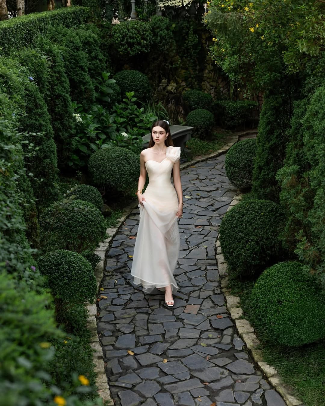 Champagne One Shoulder Prom Dress