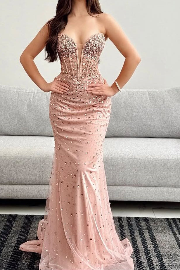 Dusty Pink Sweetheart Mermaid Evening Dress