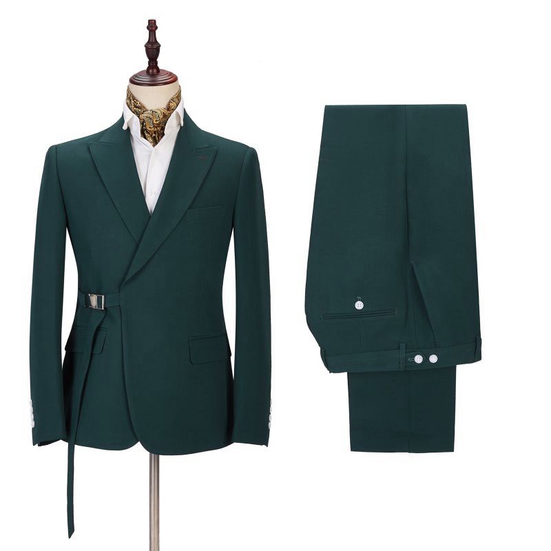 Gentle Father Of The Bride Suit Dark Green With Peaked Lapel Party