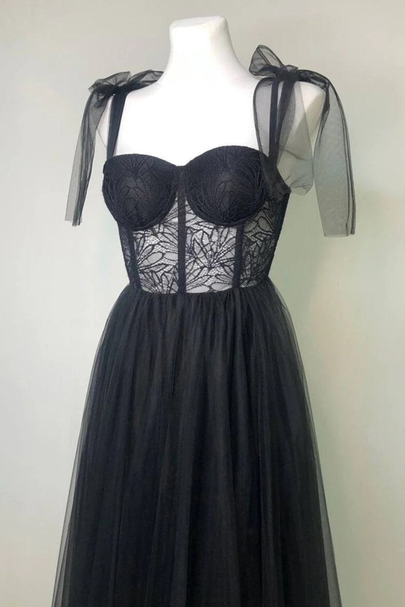 Charming Corset A-Line Slit Prom Dress with Bow