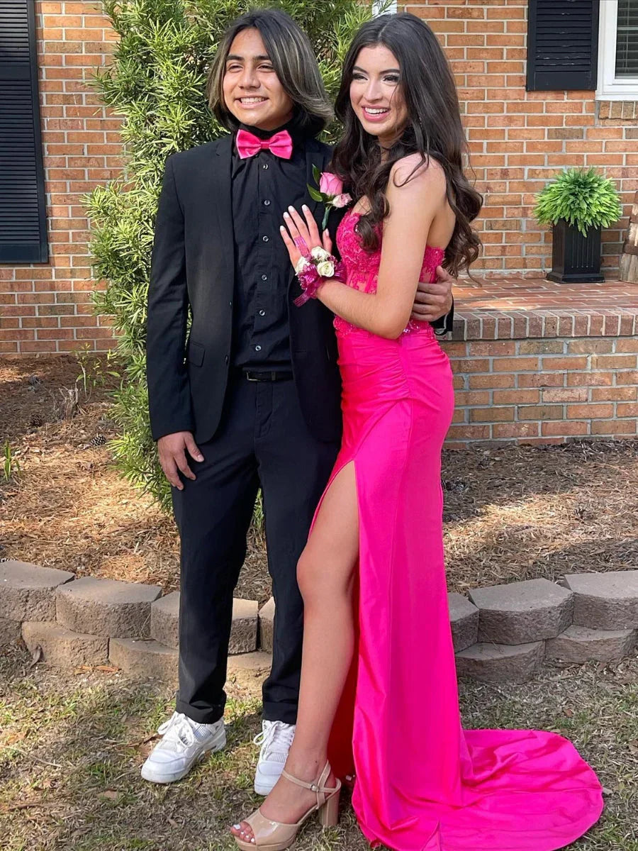 Long Fuchsia Prom Dresses Corset Formal Gown