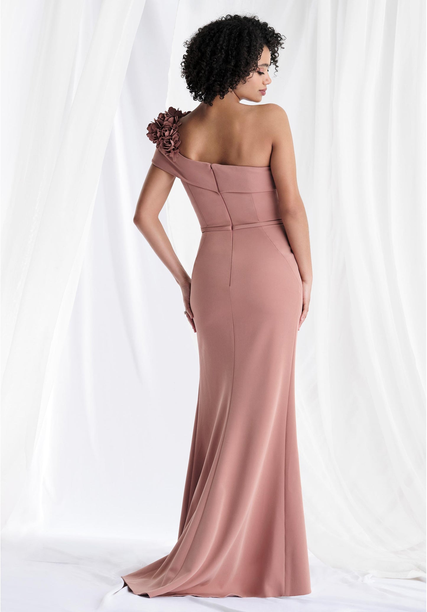 One Shoulder Fit and Flare Evening Gown