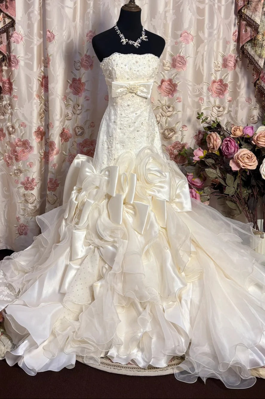 Strapless Long Elegant Wedding Dresses Princess Bridal Gown