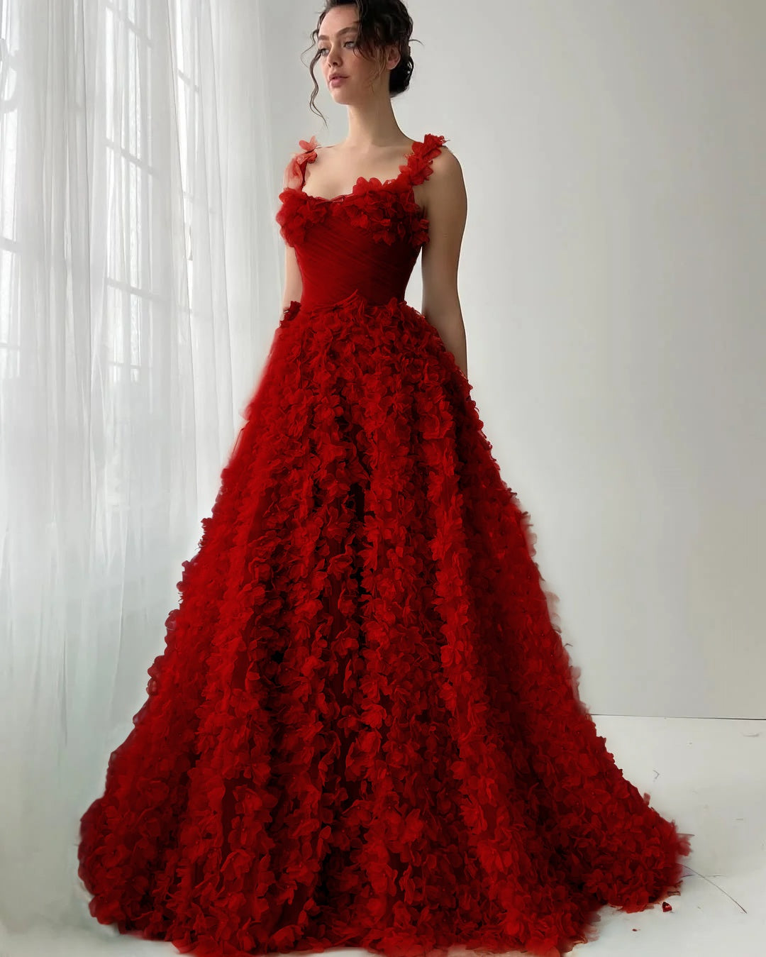 Square Neck Spaghetti Straps Sleeveless Long A-Line Prom Dress