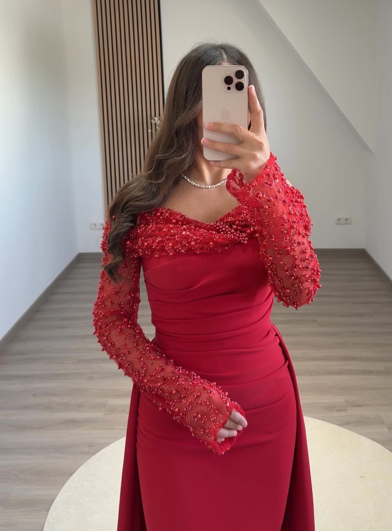 Long Sleeves Off-Shoulder Ruched Evening Dress