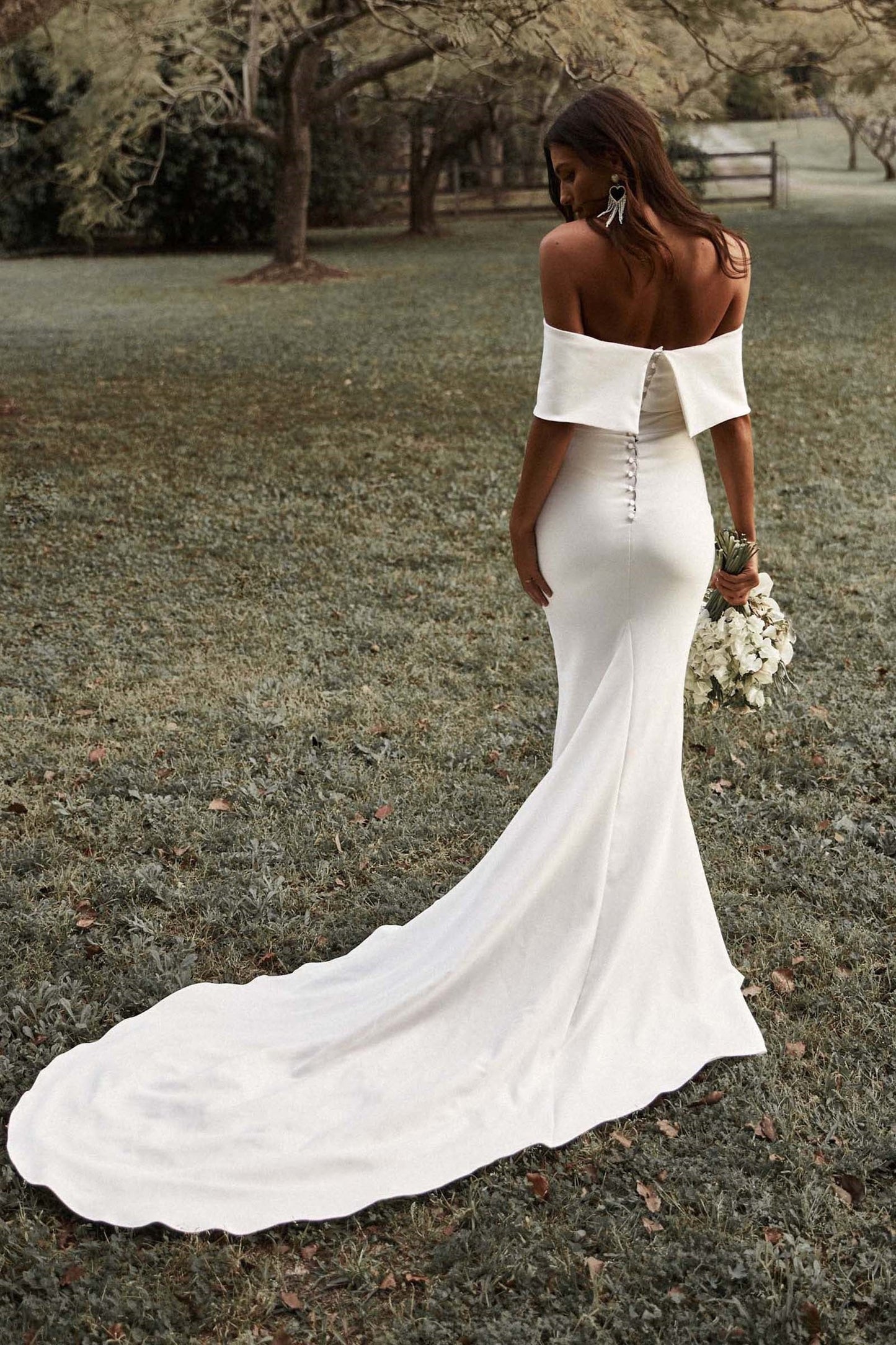 Off-Shoulder Strapless Satin Wedding Dress