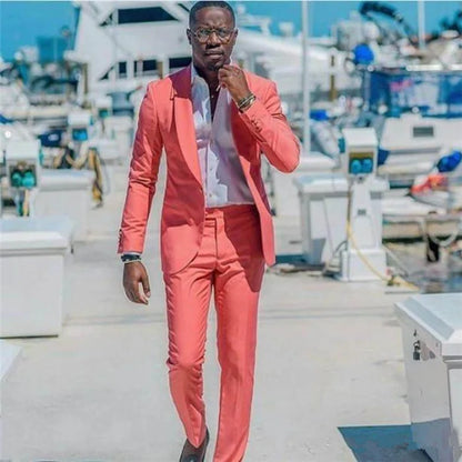 Simple Prince Suit For Wedding 2 Pieces With Peach Shawl Lapel