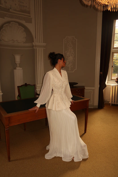 The Maxime Suit Ivory Long Sleeves Evening Dress