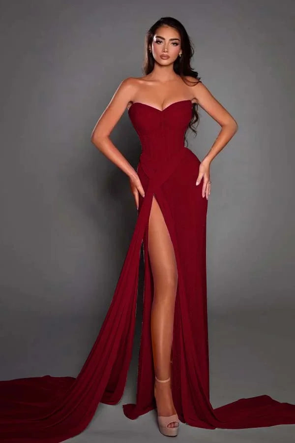 Gorgeous Pink Sweetheart Split Summer Prom Dress