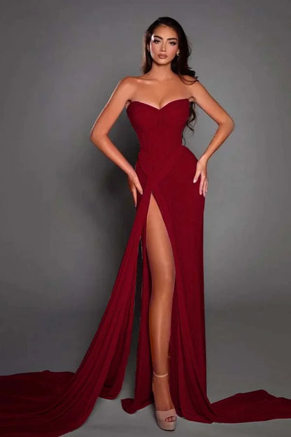 Gorgeous Pink Sweetheart Split Summer Prom Dress