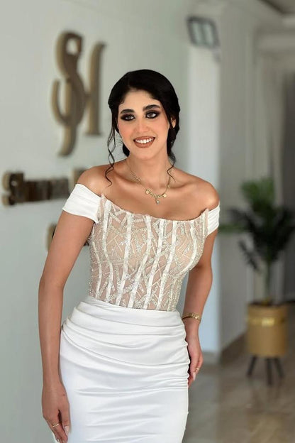 Off the Shoulder Sleeveless Mermaid Long Prom Dress