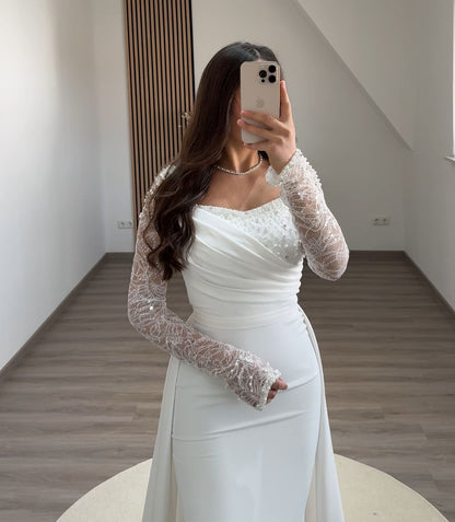 Cape High Neck Ruched Corset Evening Dress