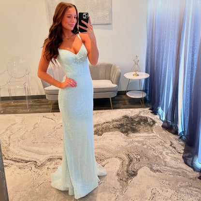 Blushing Pink Spaghetti-Straps Beaded Lovely Prom Dress