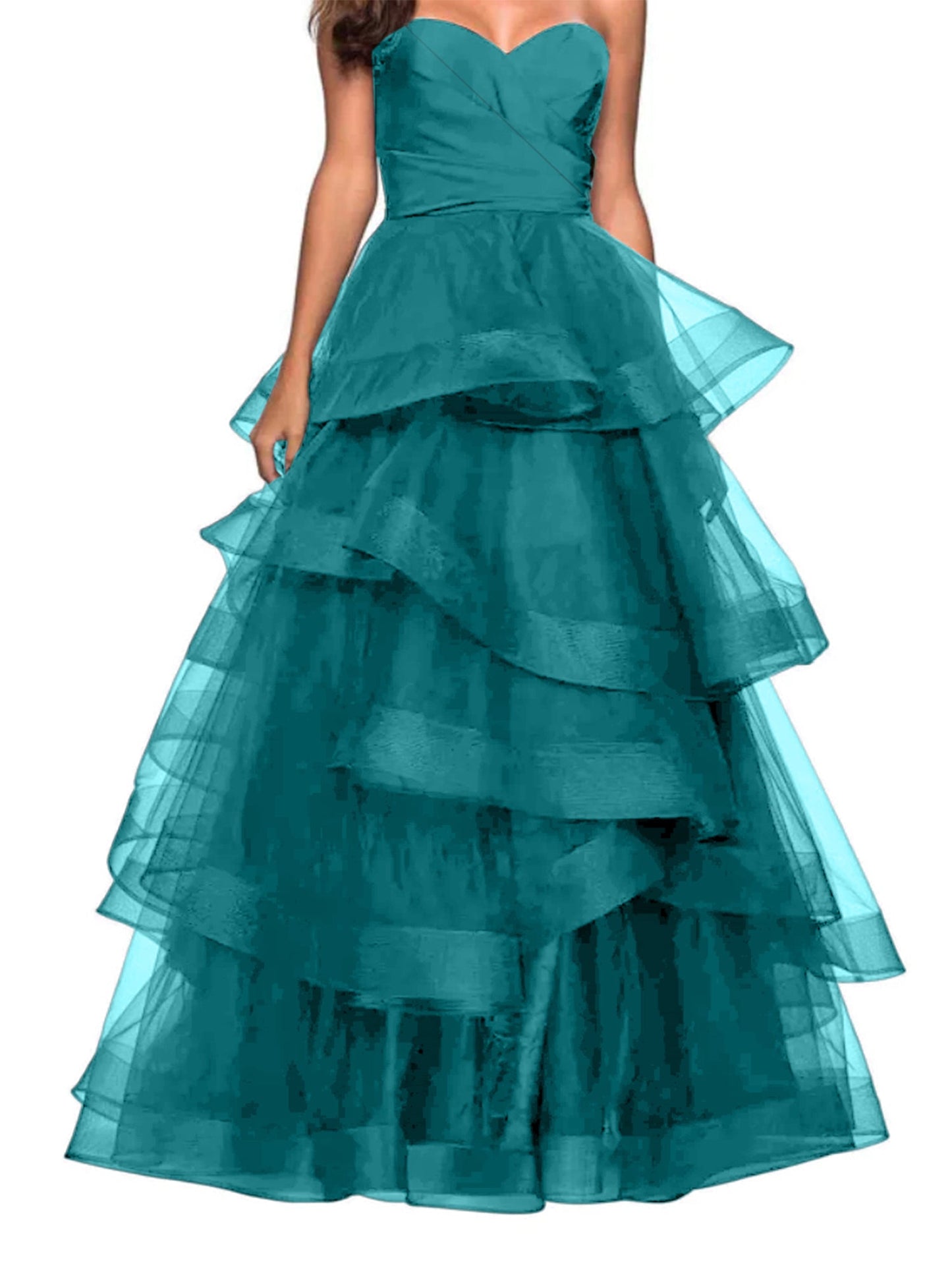 A-Line Sweetheart Ruffles Ball Gown Prom Dress