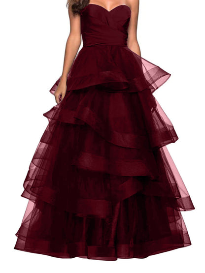 A-Line Sweetheart Ruffles Ball Gown Prom Dress