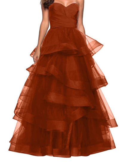 A-Line Sweetheart Ruffles Ball Gown Prom Dress