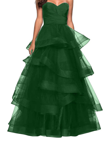 A-Line Sweetheart Ruffles Ball Gown Prom Dress