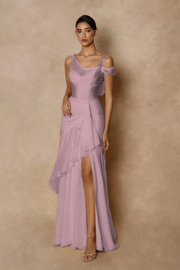 Wide shoulder straps Sleeveless Long Prom Dress